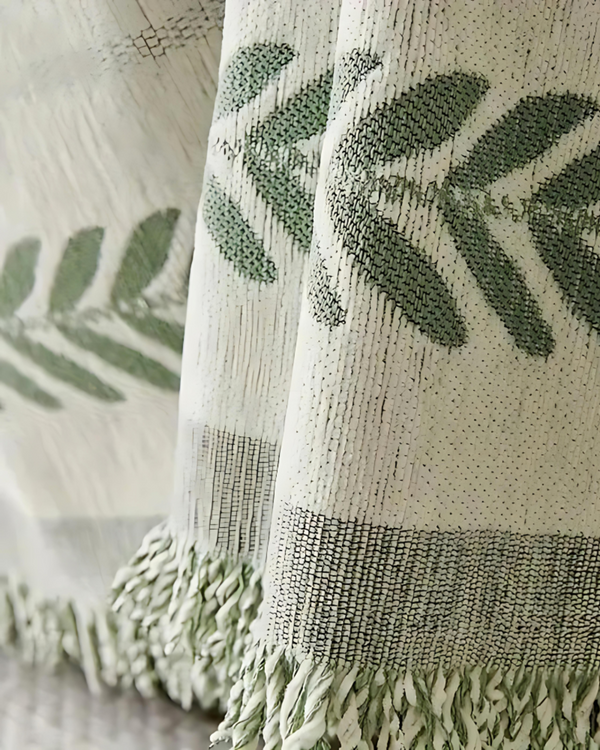 Sofa Throw Cover - Novara - Boho Leaf Pattern - Modern Couch Protector