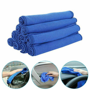 50 Pack Large Microfibre Car Cleaning Cloths — Auto Detailing Towels for Washing, Drying, Waxing & Polishing | Lint-Free Streak-Free Multi-Surface Cloths | 30x30cm Blue