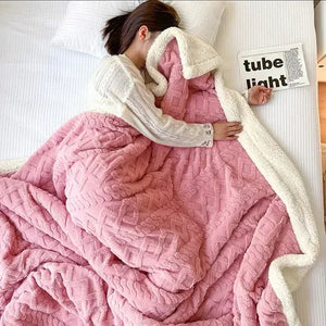 Lambswool Blanket - Snugglea - Thick Winter Fleece - Cosy Bed Throw
