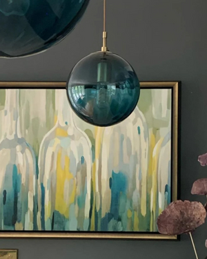 Pendant Ceiling Light - Virello - Amber Glass Globe - Modern Vintage Style