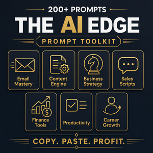 The AI Edge Prompt Toolkit — 200+ prompts, 7 categories, what's inside infographic