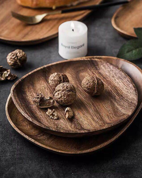 Wooden Serving Tray - Jardena - Rustic Platter Set - Natural Kitchen Decor