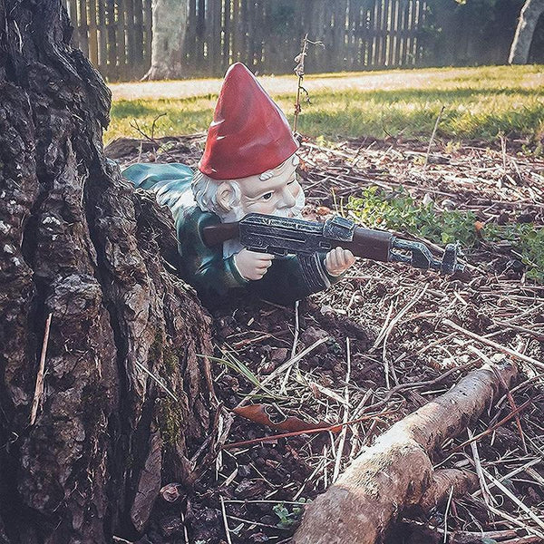 Military Garden Gnome - Jacko - Camouflage Statue - Outdoor Decor