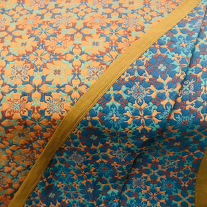 Cotton Bed Quilt – Quilora – Blue Reversible Blanket – Organic Winter Bedding