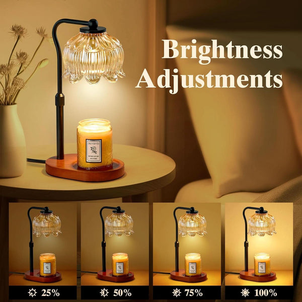 Walnut Wood Contemporary Candle Warmer Lamp Dimming