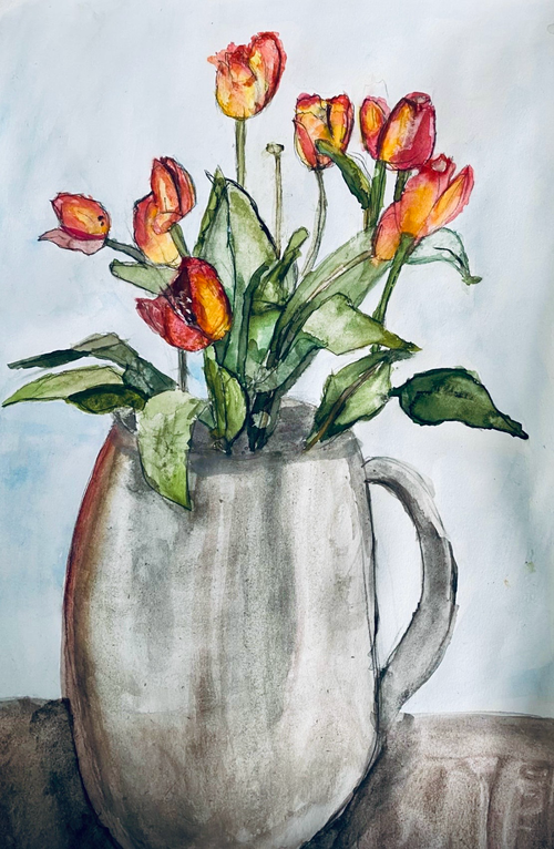 Vibrant Tulips in Vase