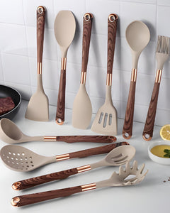 Cuivra | Kitchen Utensil Set — Non-Stick Cooking Tools with Natural Wooden Handles