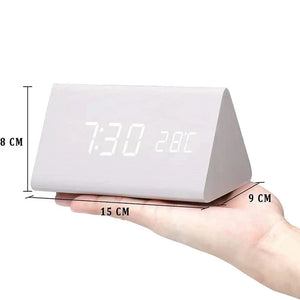 Wooden LED Clock - Tempura - Digital Alarm Display - Adjustable Brightness