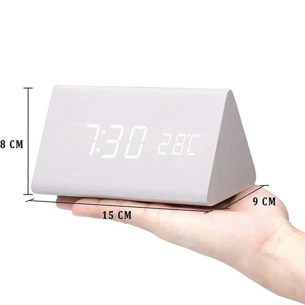 Wooden LED Clock - Tempura - Digital Alarm Display - Adjustable Brightness