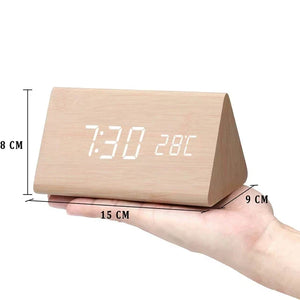 Wooden LED Clock - Tempura - Digital Alarm Display - Adjustable Brightness