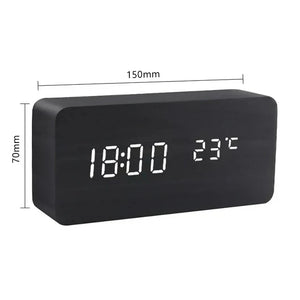 Wooden LED Clock - Tempura - Digital Alarm Display - Adjustable Brightness