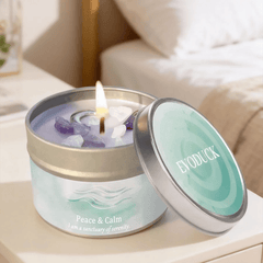 Aromatherapy Candles | Lavender & Chamomile Scented Candle with Healing Crystals ? Relaxing Home Scents for Calm Atmosphere 0