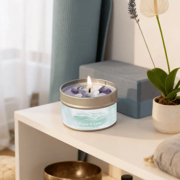 Aromatherapy Candles | Lavender & Chamomile Scented Candle with Healing Crystals ? Relaxing Home Scents for Calm Atmosphere 1