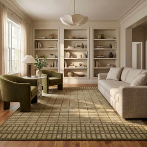 Gareth Olive Grid Area Rug