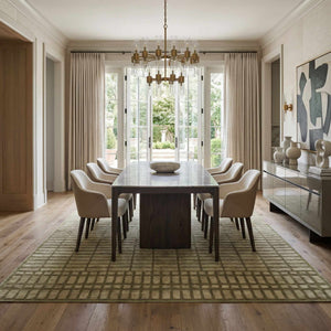 Gareth Olive Grid Area Rug