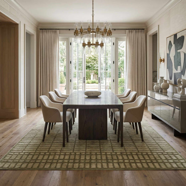 Gareth Olive Grid Area Rug