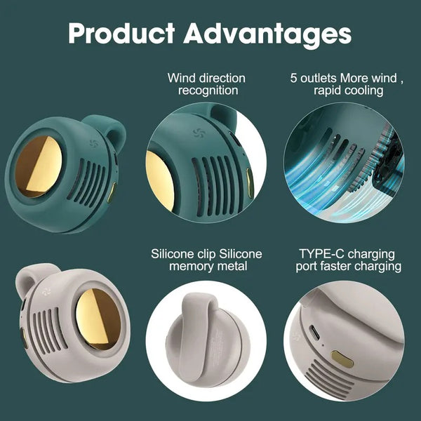 Mini Clip Fan USB Rechargeable | Portable Personal Fan 3 Speed