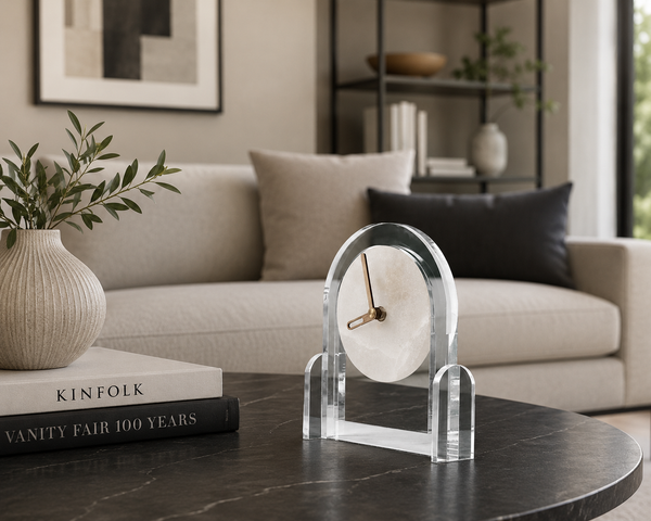 Jade Stone Desk Clock Ornament UK — Nordic Style Luxury Decor
