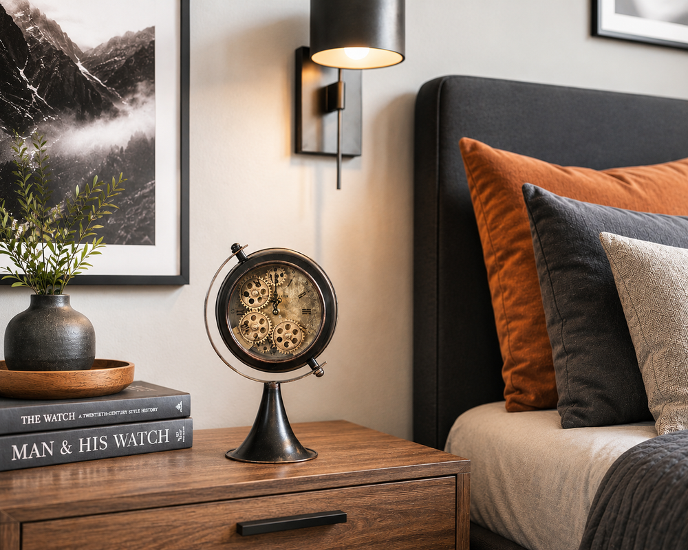 Retro American Style Wrought Iron Desk Clock | Vintage Decor