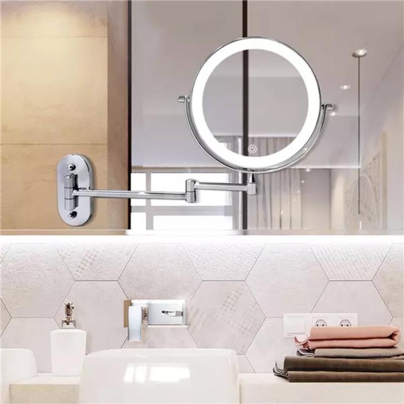 LED Wall Mirror – Glamora – Rechargeable Magnifying Glass – Bathroom Vanity Light