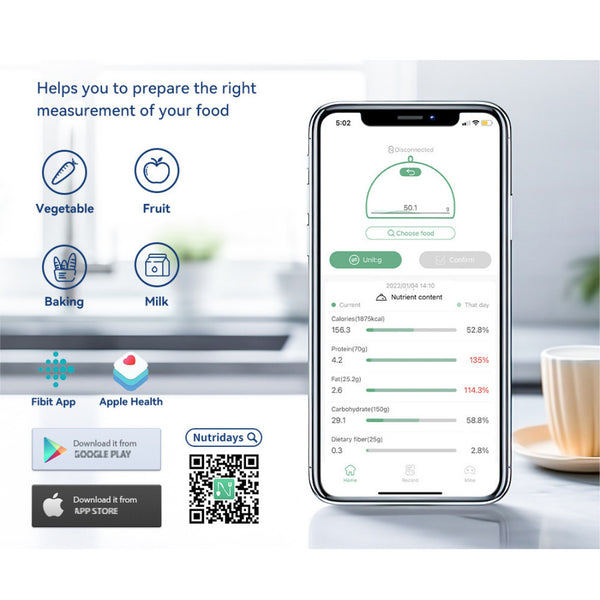 NutriSense Smart Kitchen Nutrition Scale with App-Based Nutrient Tracking