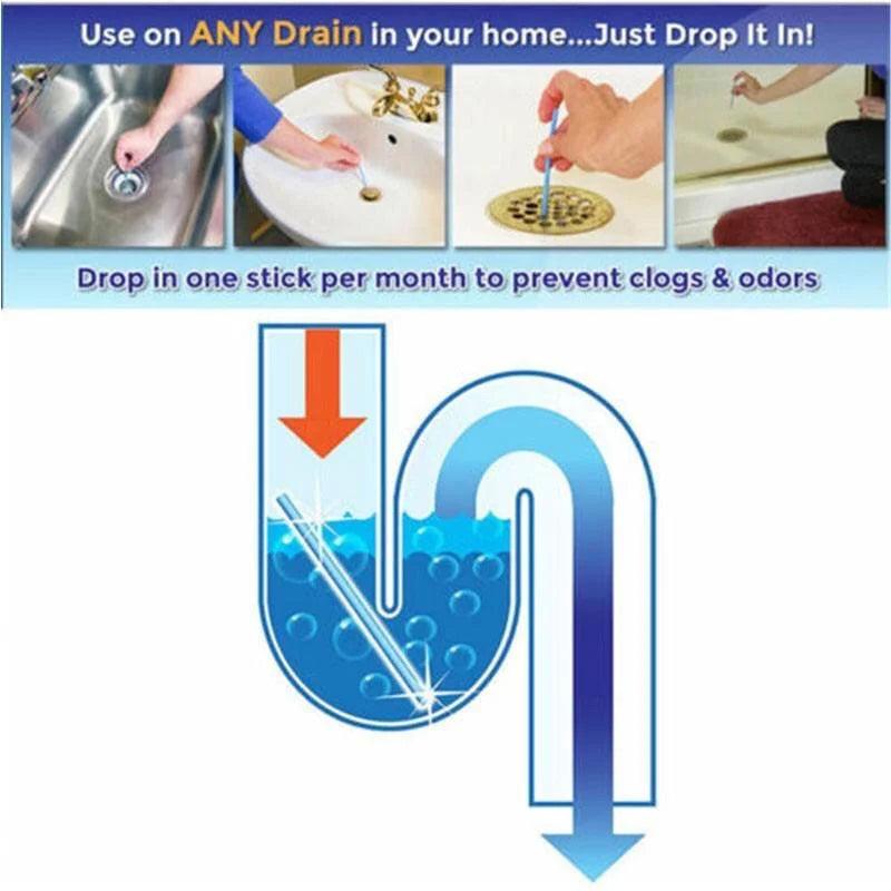 Drain Cleaning Sticks | 12 PCS Enzyme Rods for Odor Elimination | Safe and Effective Clog Remover 0