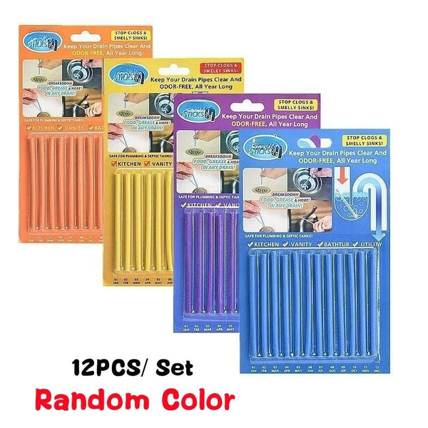 Drain Cleaning Sticks | 12 PCS Enzyme Rods for Odor Elimination | Safe and Effective Clog Remover 4