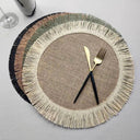 Eco-Friendly Round Placemats | Linen Table Mats with Fringe Design for Heat Insulation 0
