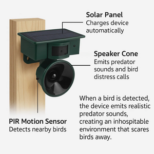 EcoGuard | Motion Sensor Bird Deterrent with Sound Activation ? Humane Pigeon Scarer for Effective Repelling 1