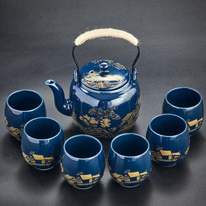 Elegant Japanese Tea Set with Scenic Blue Landscape Design ? Complete Tea Gift Set for Gongfu Tea Ceremony 4