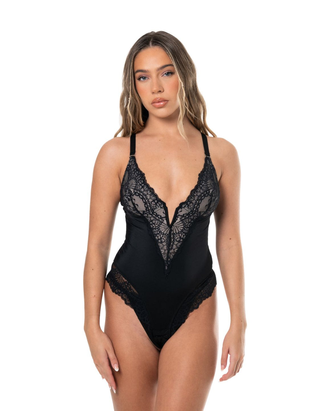Elegant Lace Bodysuit | V-Neck Design with Body-Shaping Technology | Flattering Fit for Everyday Confidence 0