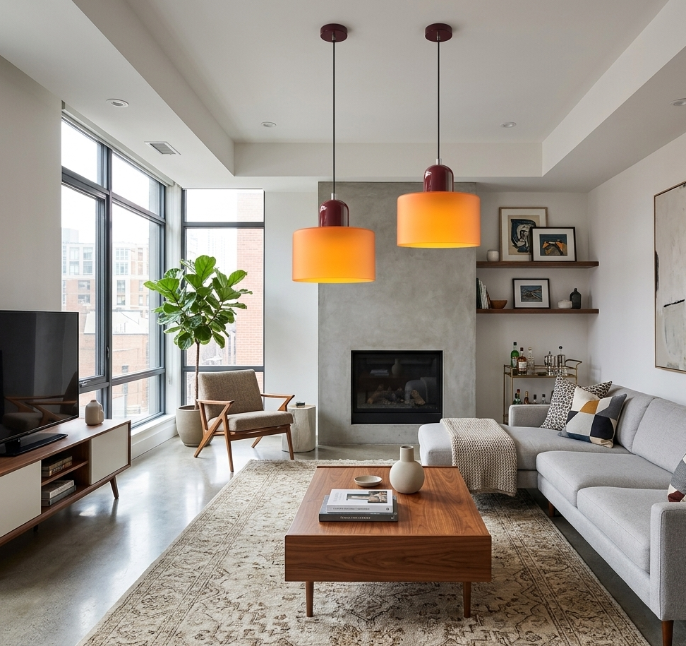 Pendant Ceiling Light — Glossy Glass Shade Retro Modern Design | Formiva