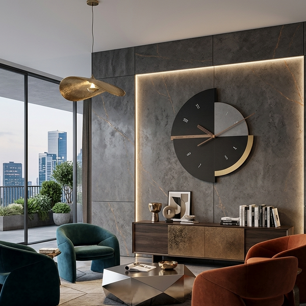 Nordic Light Luxury Wall Clock UK — Double-Sided Statement Design for Living Rooms