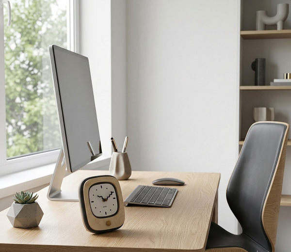 Mandelda Modern Minimalist Desk Clock UK — Home Office & Bedside Decor