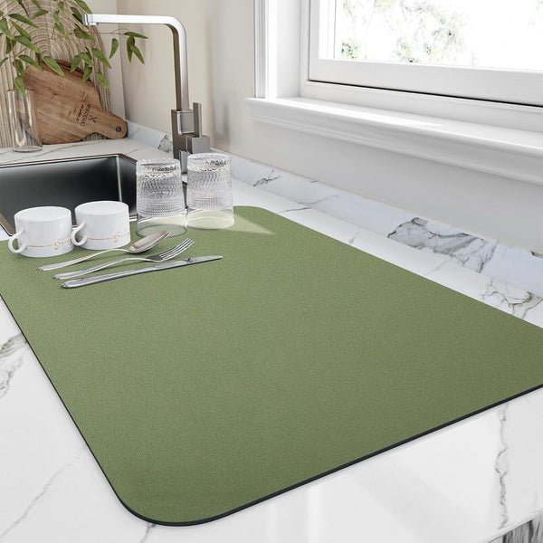 Dish Mat - QuickDry - Absorbent Kitchen Mat - Space-Saving Design