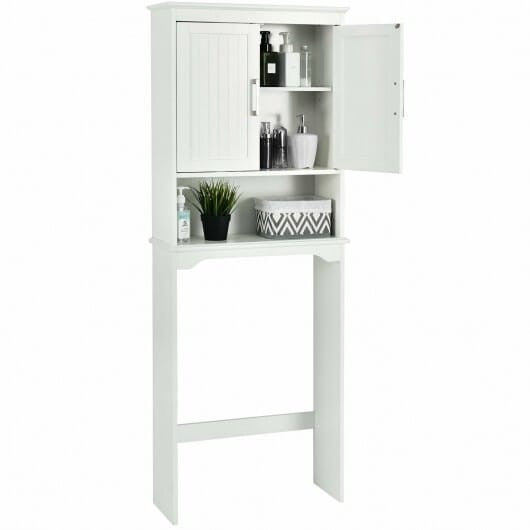 Over Toilet Storage Unit – Freestanding Bathroom Space Saver with 2 Doors & Adjustable Shelves | 168cm Wooden Above Toilet Cabinet