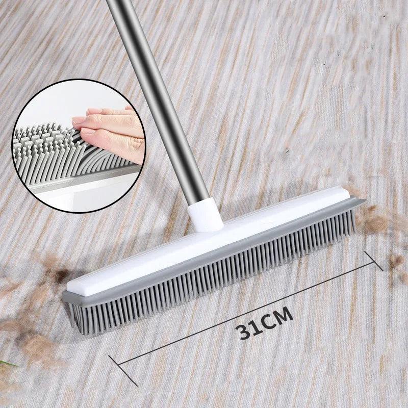 Home Essentials | Rubber Broom Carpet Rake with Squeegee for Pet Hair Removal | Long Handle Design for Easy Cleaning 0