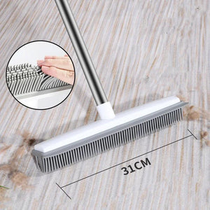 Home Essentials | Rubber Broom Carpet Rake with Squeegee for Pet Hair Removal | Long Handle Design for Easy Cleaning 0