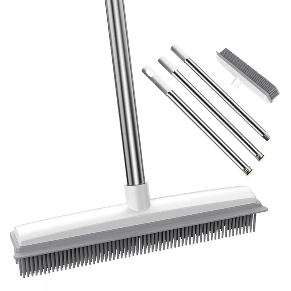 Home Essentials | Rubber Broom Carpet Rake with Squeegee for Pet Hair Removal | Long Handle Design for Easy Cleaning 0