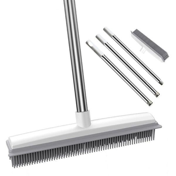 Home Essentials | Rubber Broom Carpet Rake with Squeegee for Pet Hair Removal | Long Handle Design for Easy Cleaning 1