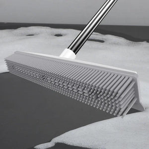 Home Essentials | Rubber Broom Carpet Rake with Squeegee for Pet Hair Removal | Long Handle Design for Easy Cleaning 3