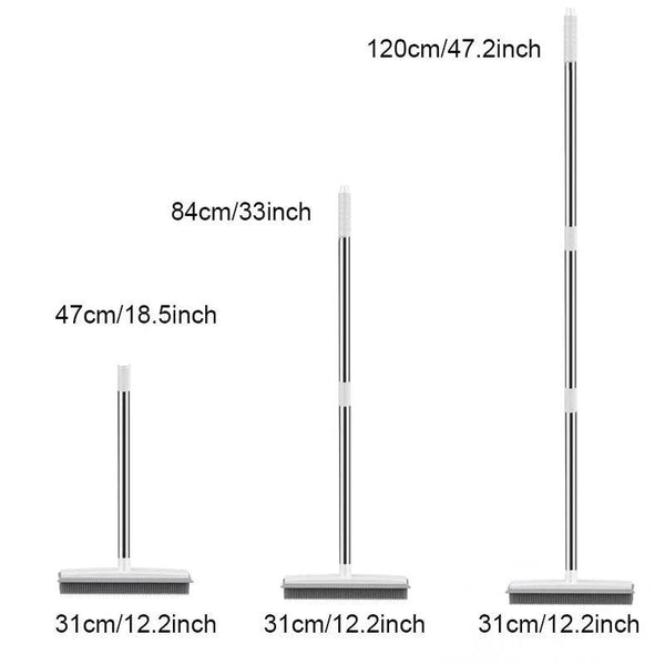Home Essentials | Rubber Broom Carpet Rake with Squeegee for Pet Hair Removal | Long Handle Design for Easy Cleaning 5