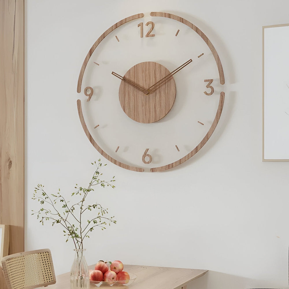 Wall Clock - Timora - Transparent Acrylic Design - Silent Wood Clock