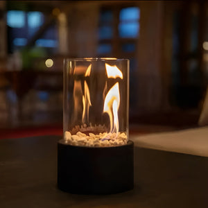 Tabletop Fire Pit - Solis - Black Metal Base - Indoor Outdoor Fireplace