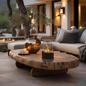 Tabletop Fire Pit - Solis - Black Metal Base - Indoor Outdoor Fireplace