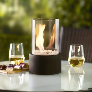 Tabletop Fire Pit - Solis - Black Metal Base - Indoor Outdoor Fireplace