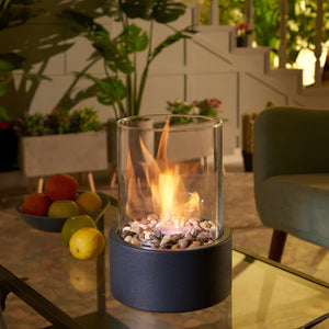 Tabletop Fire Pit - Solis - Black Metal Base - Indoor Outdoor Fireplace