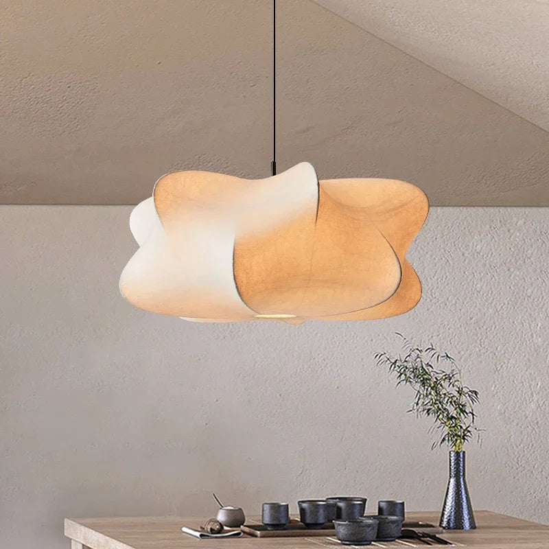 Silk Hanging Lamp - Lumina - Wabi Sabi Japanese Light - Elegant Home Decor