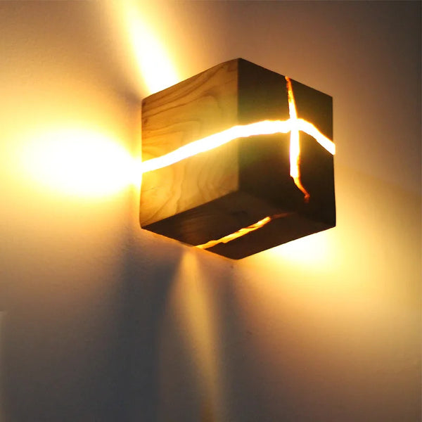 Wall Light - SolidWood - Cube Craft Lamp - Rustic Home Decor
