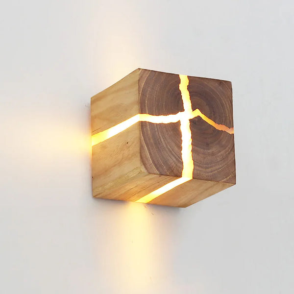 Wall Light - SolidWood - Cube Craft Lamp - Rustic Home Decor